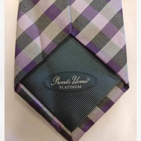 Pronto Uomo Silk Lavender & Grey  Neck Tie - Picture 3 of 5